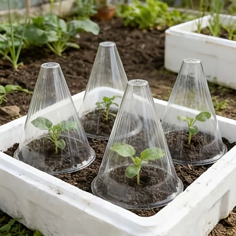 55 Stück Wiederverwendbare Transparente Kunststoff-Pflanzenschutzhauben, Gute Lichtdurchlässigkeit, Atmungsaktive Netz-Gartenabdeckungen für Setzlinge und Pflanzen – Detail 10