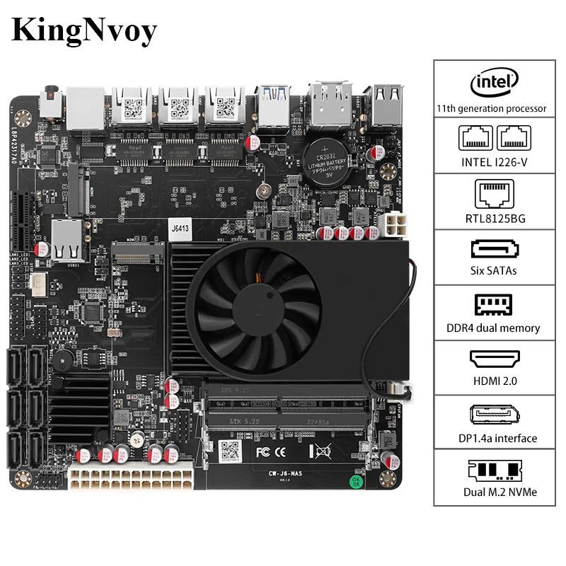 ミニチュアマザーボード,PCコンポーネント,j6413 j6412 2 * intel,1 * rtl8125bg,lans 2 * nvme 6 * sata3.0 2 * ddr4,1 * pcie mini,