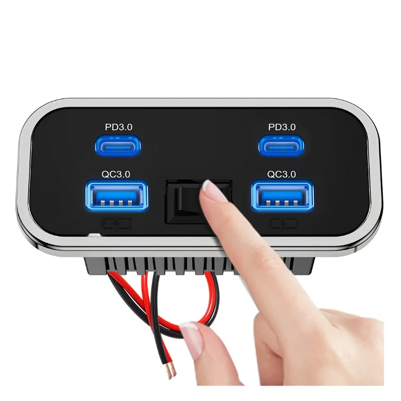 

Автомобильное зарядное устройство с USB-разъемом, 76 Вт, двойной PD3.0 Type-C и двойной быстрой зарядки, адаптер питания QC3.0 для морского автобуса, квадроцикла, грузовика, 4 порта, 12 В/24 В