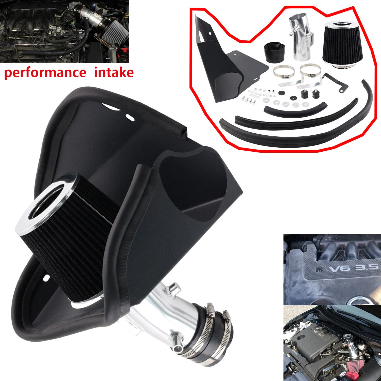 

Heat Shield Cold Air Intake + Filter For 07-12 Nissan Altima 3.5L V6 SE SL SR engine power cool