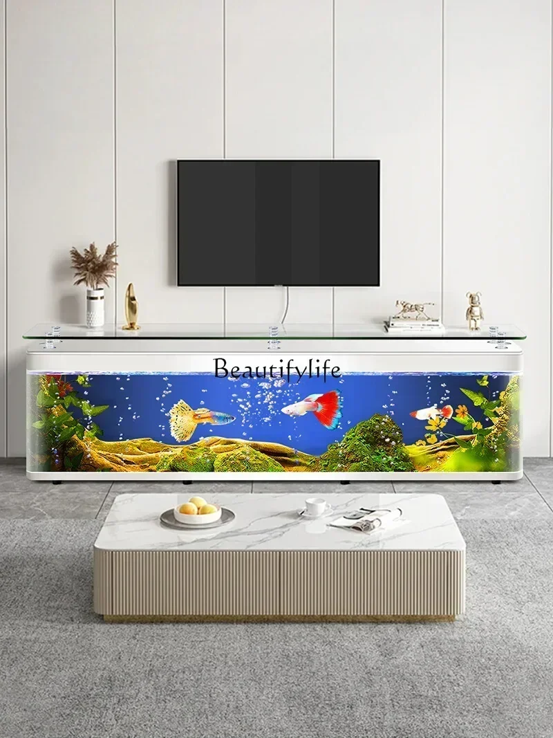 Living Room Home TV Cabinet Fish Tank Aquarium Ecological Change Water Floor Glass Fish Globe