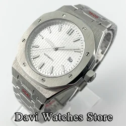 New 41mm White Dial Fashion Sapphire Glass Watch Waterproof NH35 Automatic Movement Stainless Steel Case Strap Men's Watch