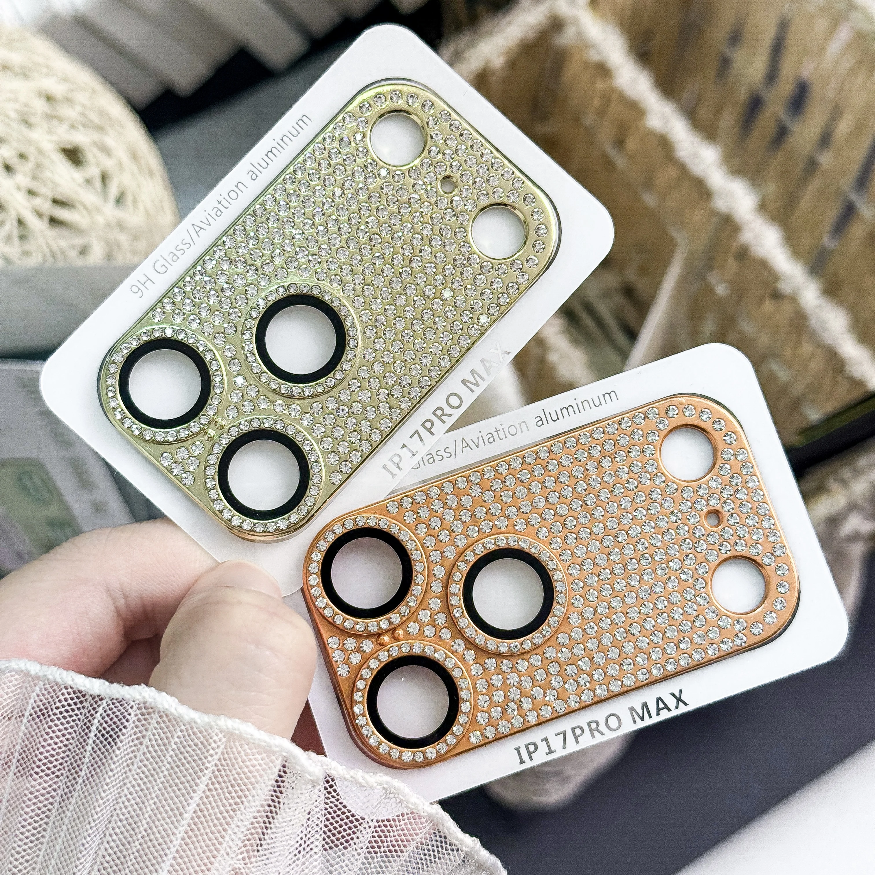 واقي عدسة مدرع ماسي لامع لهاتف Apple iPhone 17 Pro Max، واقي شاشة بتغطية كاملة الكل في واحد مع تصميم فاخر