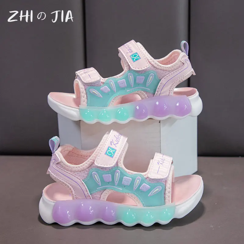 2025 Children's New 4-12 Years Old Open Toe Sandals Boys Fashion Casual Trend Shoes Girls Pink Soft Bottom Water Beach Footwear