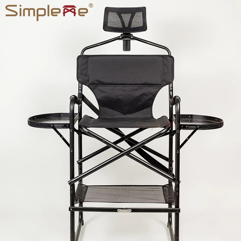 Simpleme 29inch Foldable Portable Tall Director Chair Professional Makeup Artist Chair With Headrest