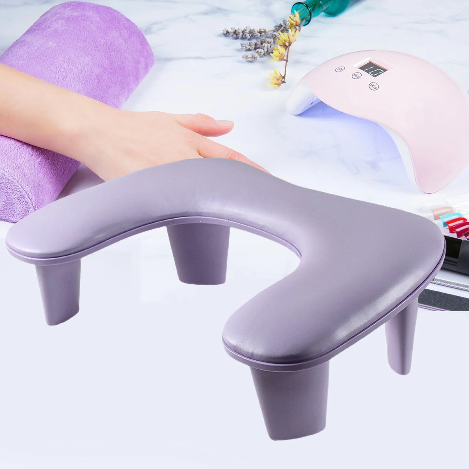 U Shape Nail Arm Rest Stand Professional Manicure Nail Hand Rest Pillow Cushion Detachable for Nail Art Salons Personal Home DIY