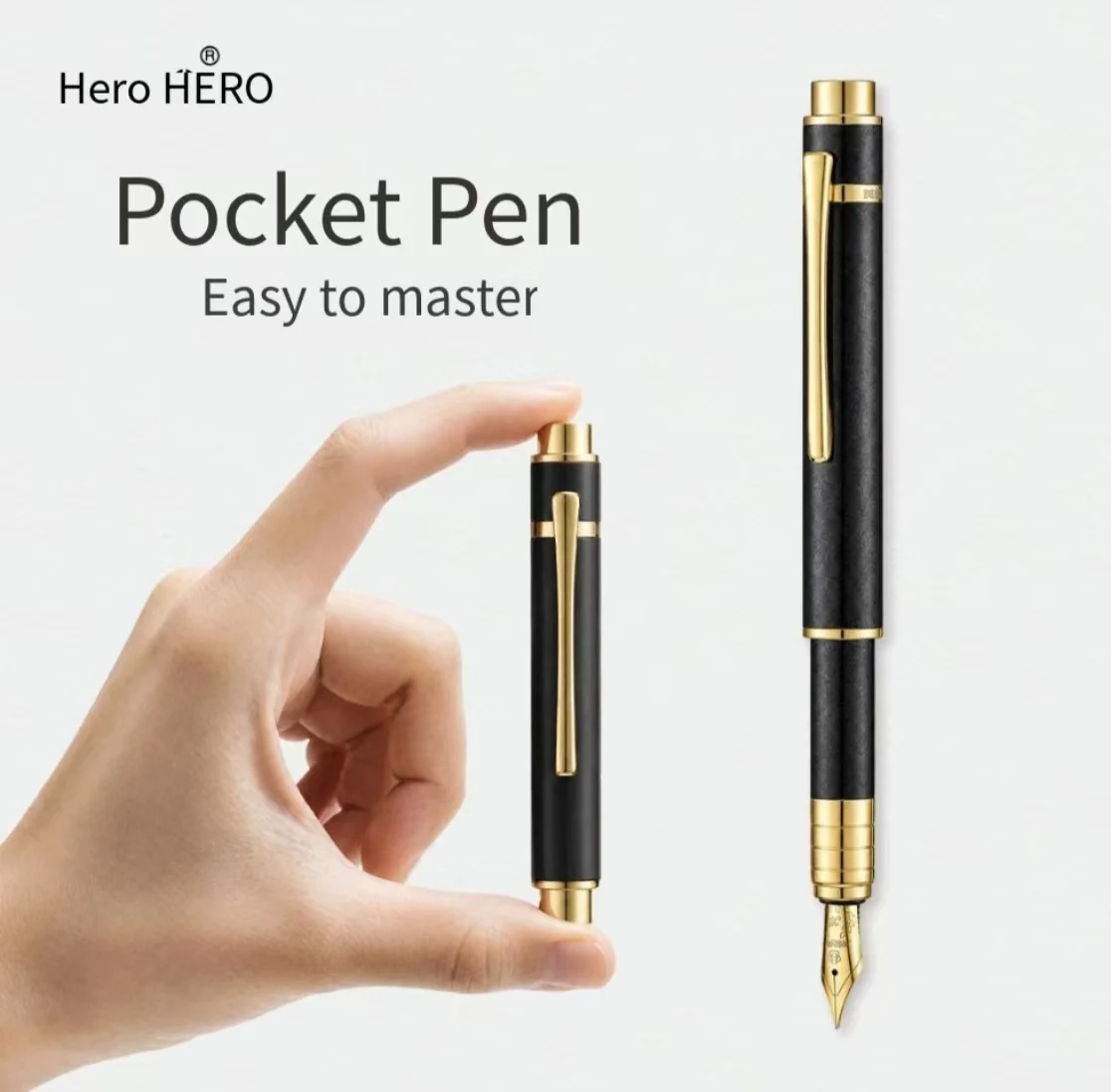Exquisite Hero 1608 Mini Fountain Pen Portable Pocket Short Pen Luxury Ink Pen Business Travel Gift