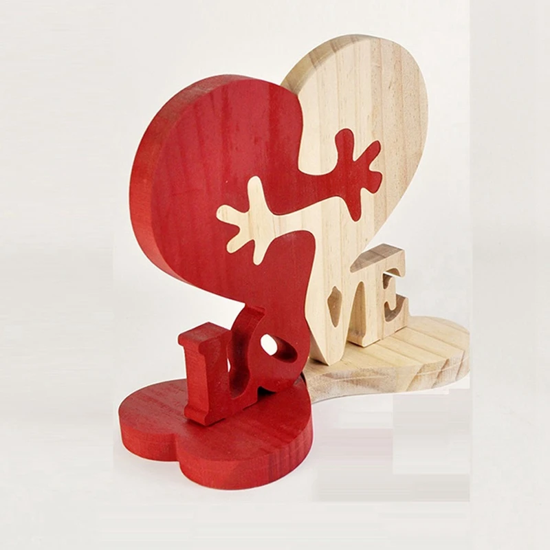 1 Stuks "Liefde" Houten Puzzelblok Decoratief Ornament Sculptuur Houten Blok Decoratief