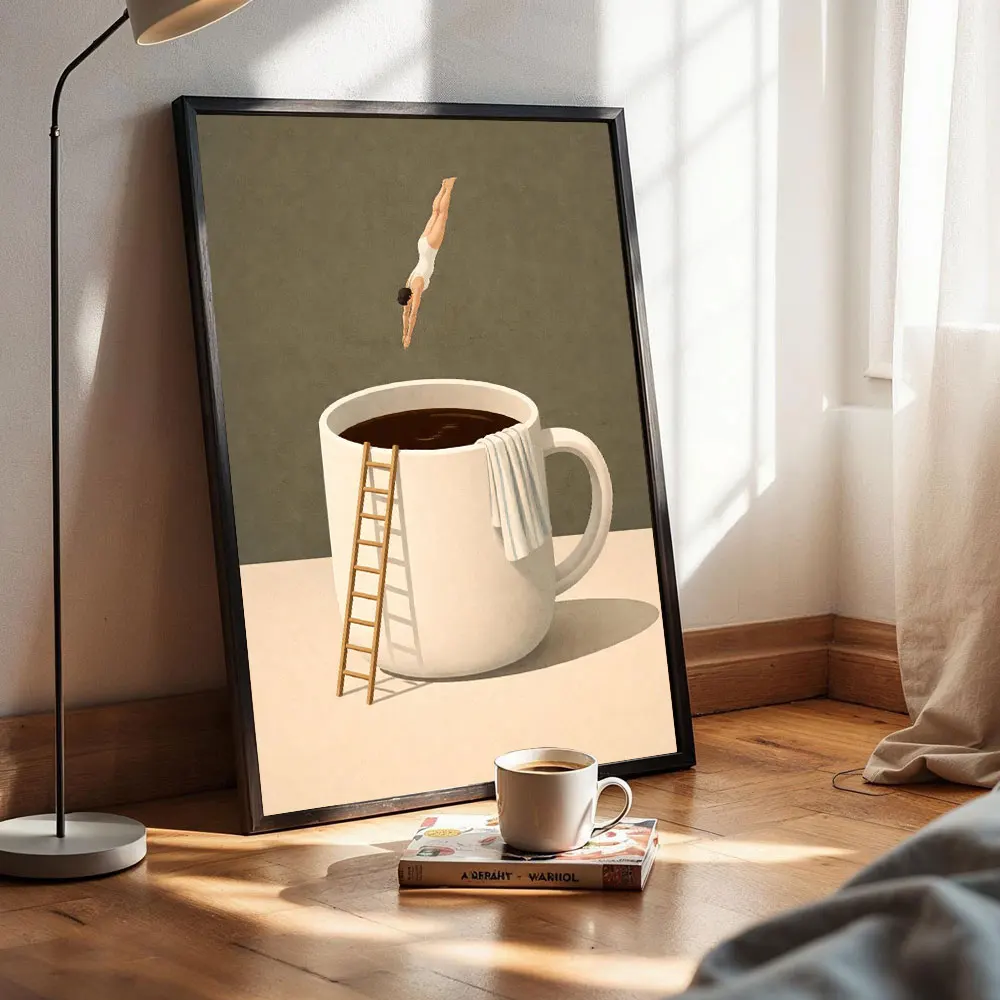 1pc frameless Coffee Adventure Espresso Art Coffee Lover Posters Canvas Painting Print Room Home Kitchen Bar Cafe Room Wall Deco