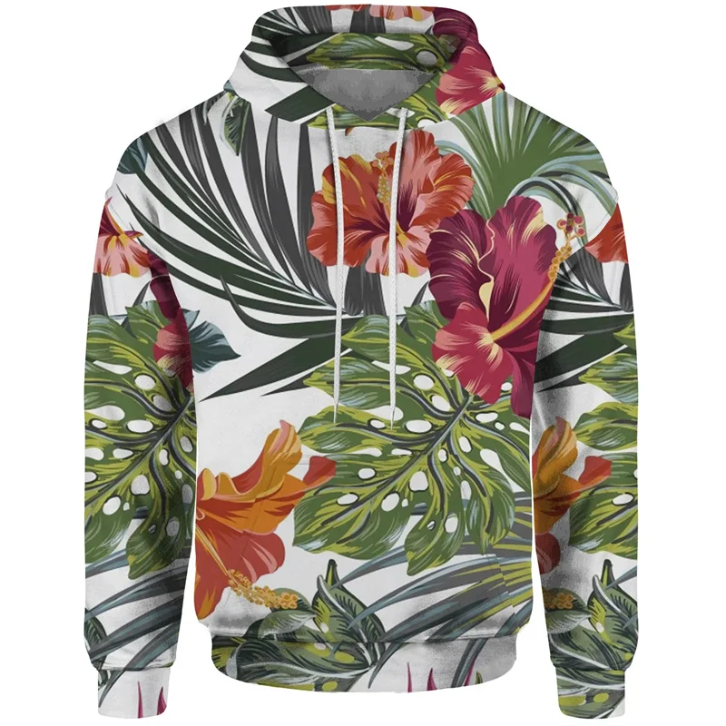 

Fashion Flowers Pattern Hoodies Mens Spring Autumn Long Sleeve Leaves 3D Printed Sweatshirt Loose Casual Streetwear Pullovers