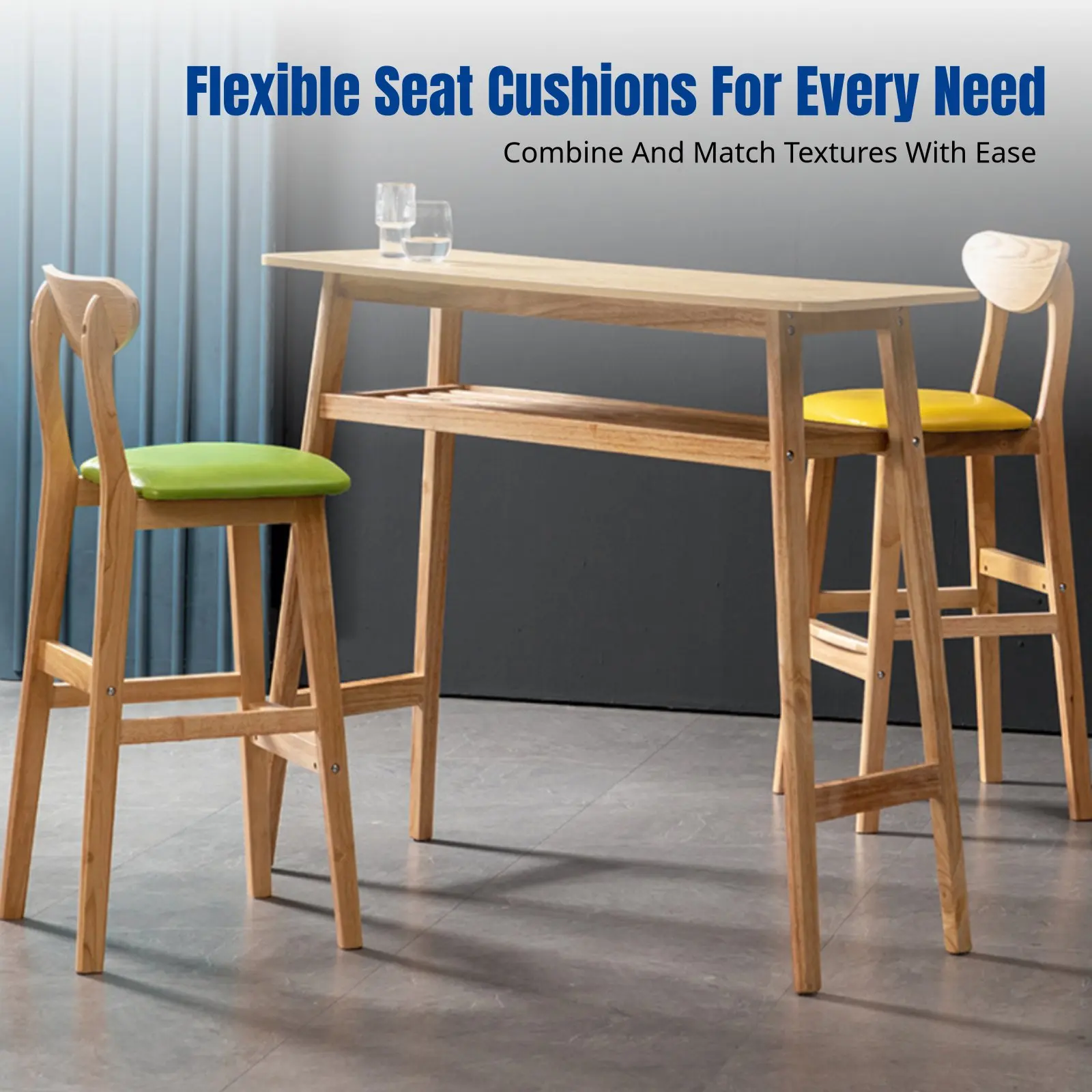 

Hardwood Bar Stool, Modern Minimalist High Chair with Backrest, Nordic Design, Multiple Seat Colors, Ideal for Bar, Cafe