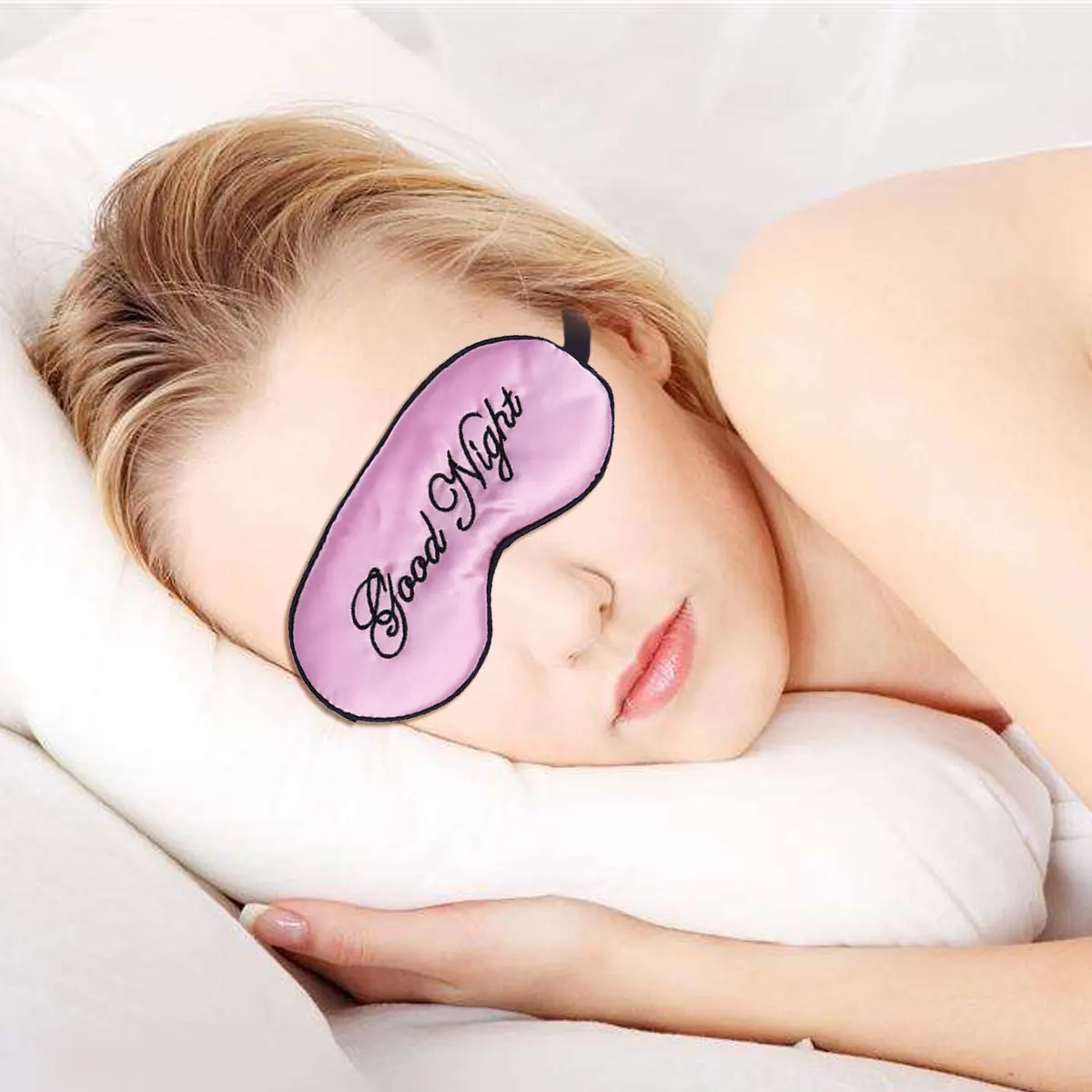 

Silk Sleep Eye Mask Large Pink Soft Adjustable Strap Comfortable Night Blindfold Eyeshade Sleep Eye Patch for Travel Beaches