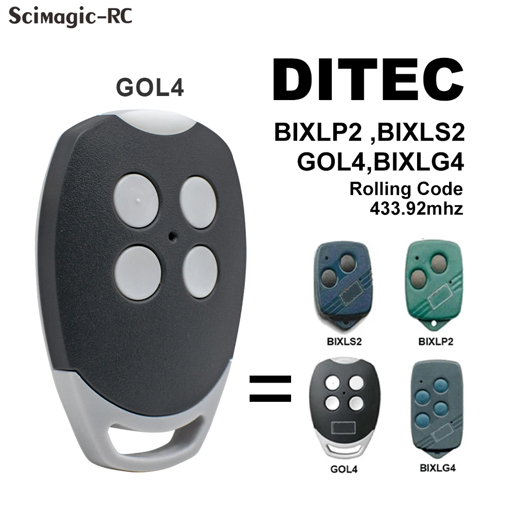 DITEC Garage Remote Control Ditec BIXLG4 GOL4 BIXLP2 BIXLS2 BIXLG4 433.92 Rolling Code DITEC Hand Transmitter Gate Door Opener