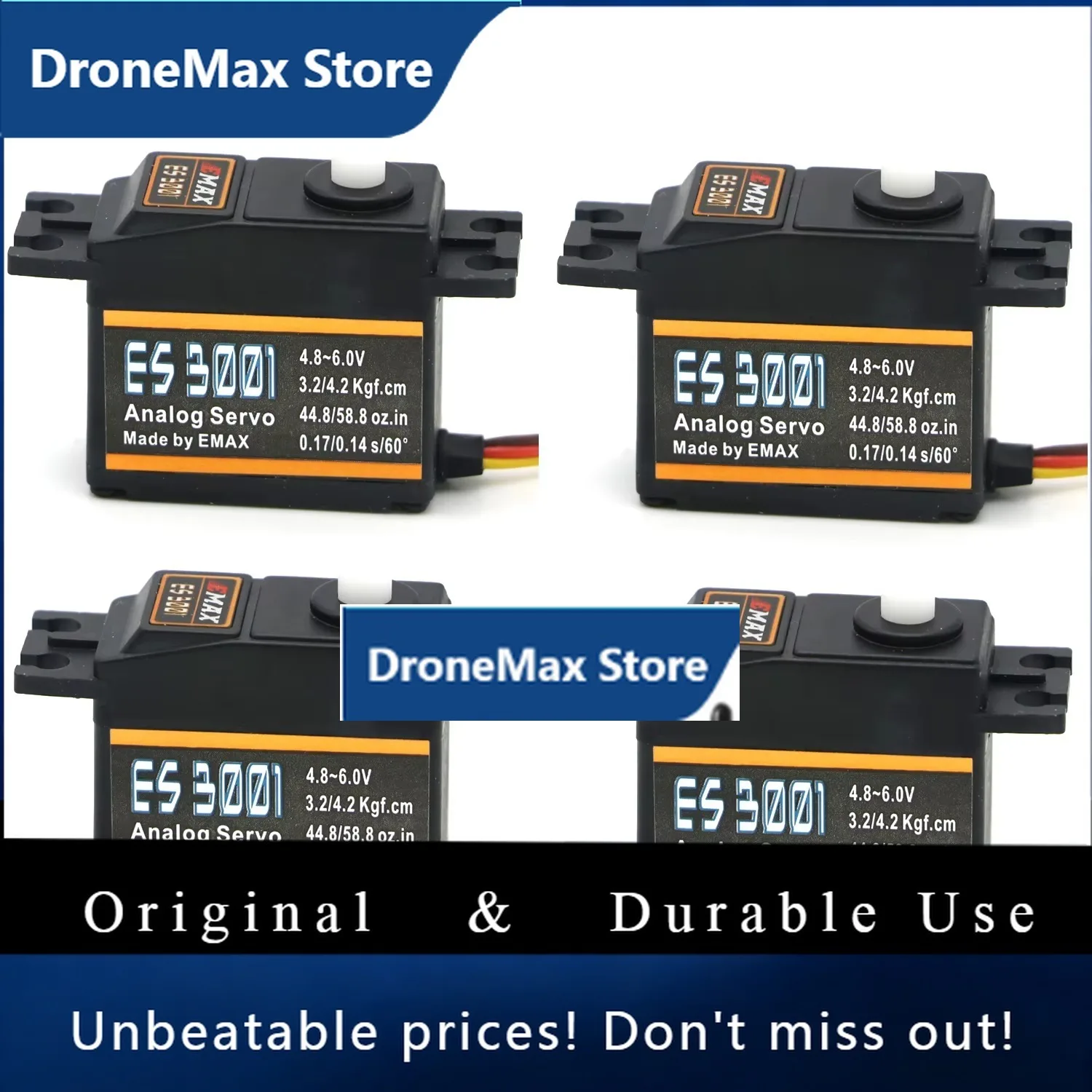DroMa4PCS EMAX ES3001 Standard 4.8-6.0V 43g Servo For RC Helicopter Boat Airplane (ES08A ES08MA ES08MD Wholesale)