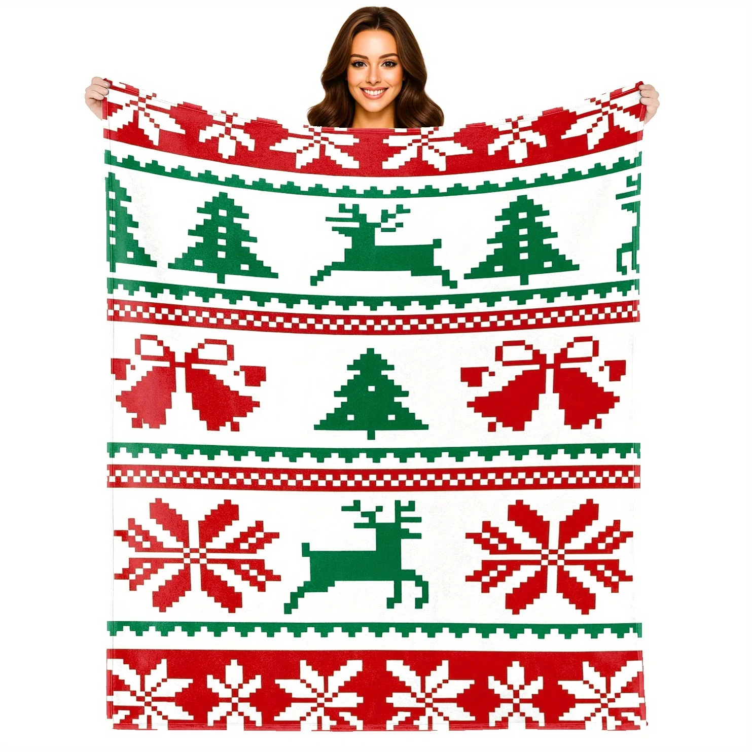 1pc 2DChristmas Print Blanket Ultra Soft Machine Washable Fade Proof Large Size Sofa Throw Pet Safe Removable Washable Cooling B