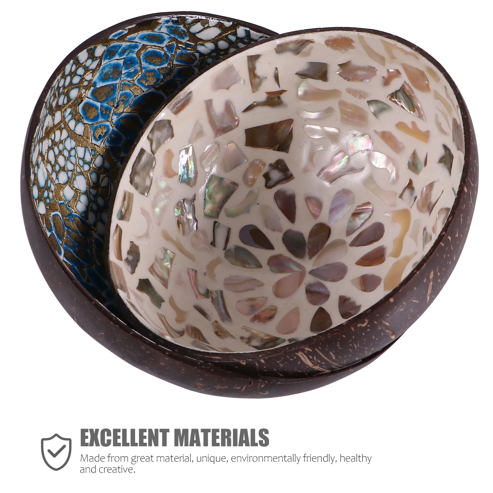 

2pcs Coconut Shell Bowl Natural Unique Pattern Home Decor Key Container For Living Room Bedroom Office Coconut Storage Bowl