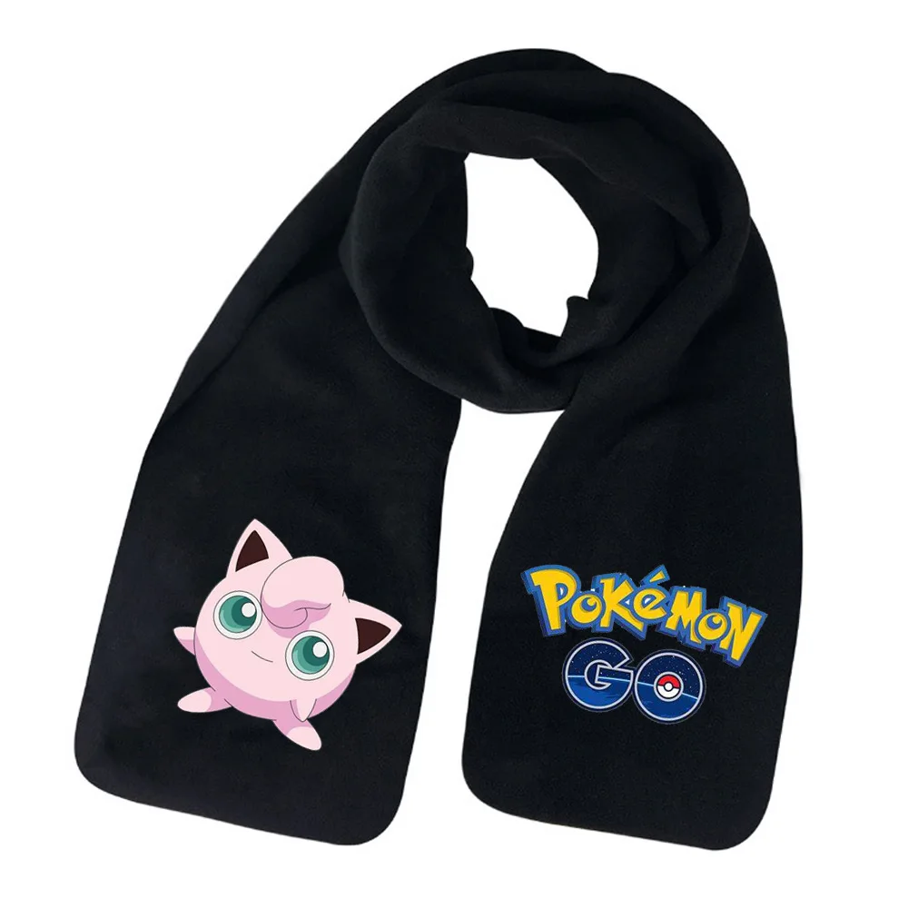 Pokémon ฤดูหนาวผ้าพันคอสีดําการ์ตูนอะนิเมะอุปกรณ์ต่อพ่วง Kawaii สีเหลือง Lightning Mouse WARM นักเรียนแฟนอุปกรณ์เสริมของขวัญ