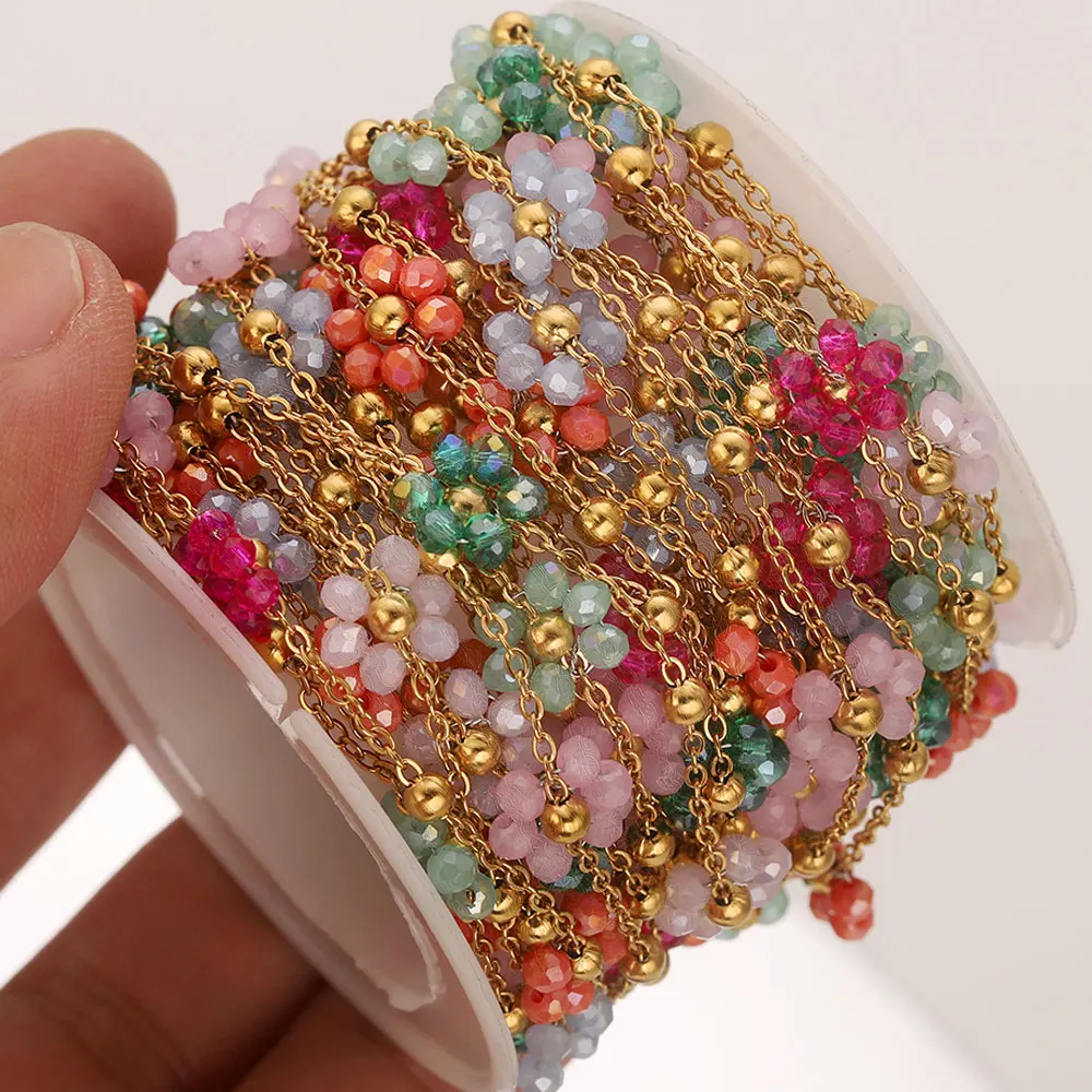 

1 Meters Stainless Steel Chain Jewelry Making Gold Chain Flower Beads Chain Roll DIY Jewelery creation Materials Making Crafts