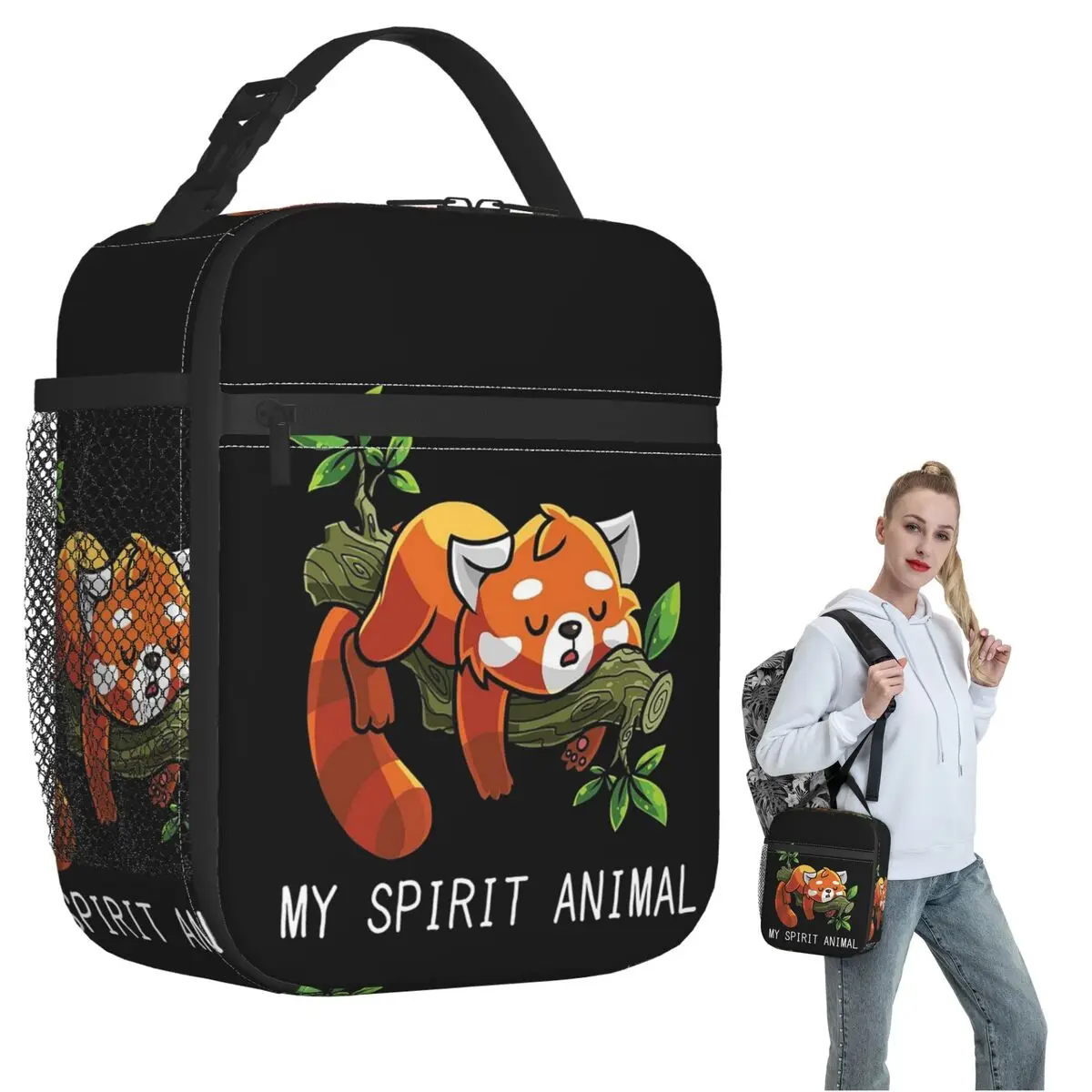 Red Panda Spirit Animal Insulated Lunch Bag for Women Children Leakproof Food Boxes Thermal Lunch Box Tote