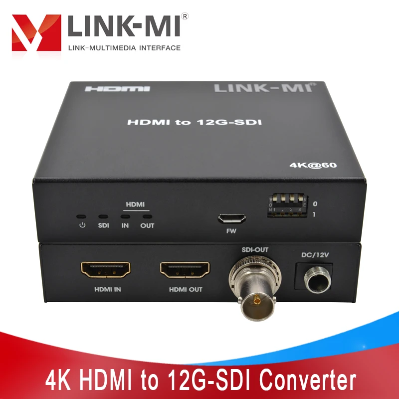 

4K HDMI to SDI Converter 80M with Loop out Support 4K@60Hz YUV4:2:2 12G/6G/3G SDI EDID Video Converter