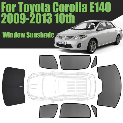 맞춤형 자동차 창문 햇빛가리개, 도요타 코롤라 세단 E140 2009-2013 10 세대 마그네틱 커튼 메쉬, 앞 유리 프레임 커튼