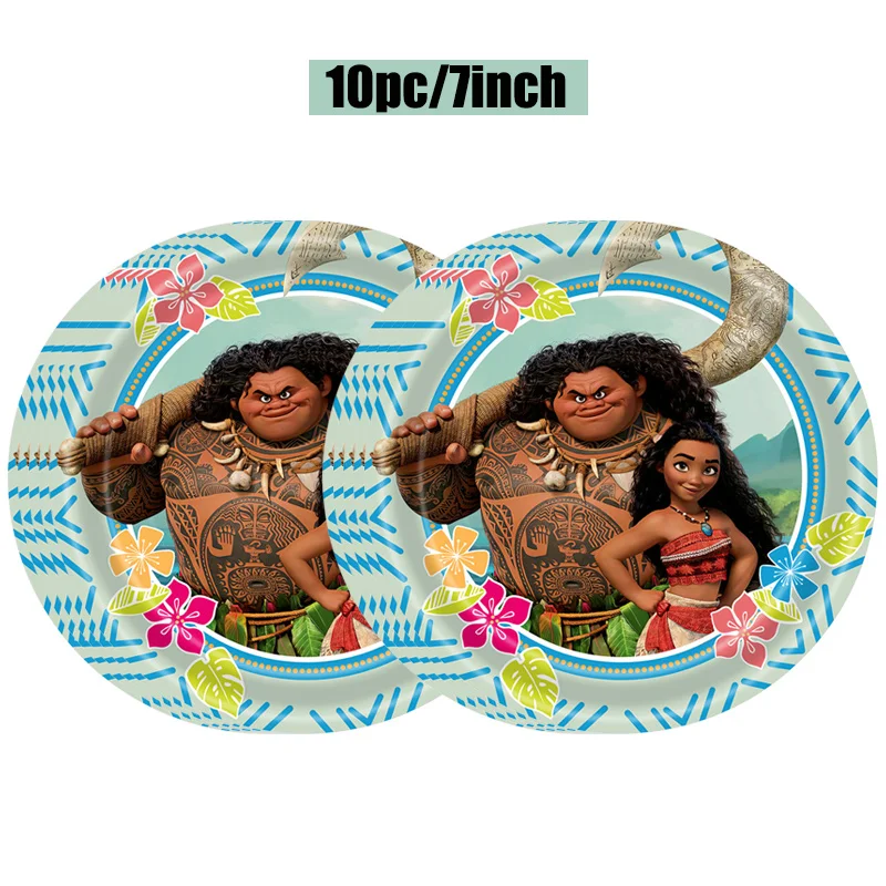 New Disney Moana Birthday Party Decoration Moana Theme Paper Cups Napkins Plates Backdrop Balloons Baby Shower for Kids Supplies