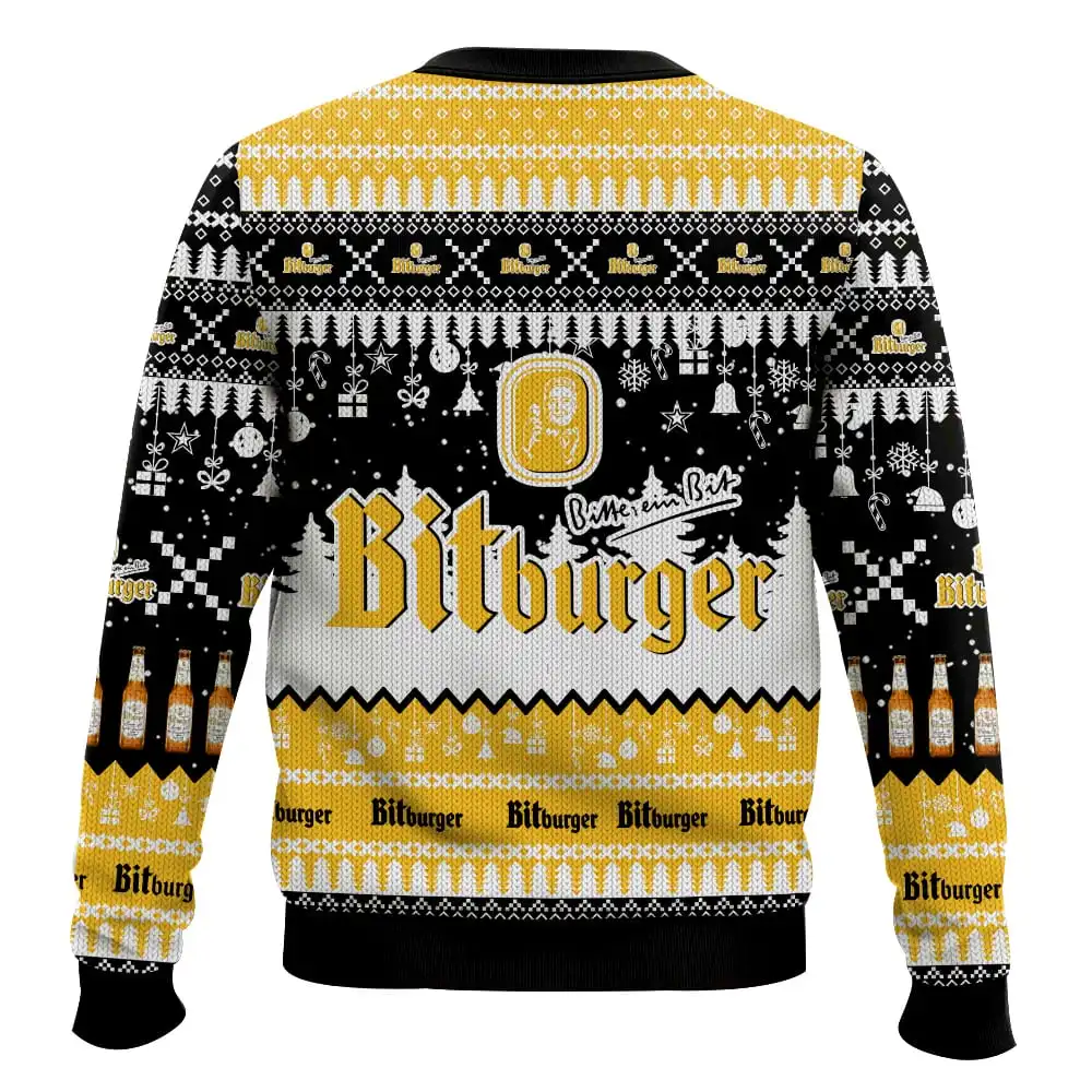 Beer Enthusiasts 3D Beer Printed Men's Yellow Black Christmas Ugly Sweater Festival Atmosphere Party Christmas Gifts Loose