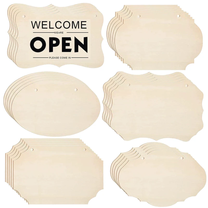10Pcs Large Wooden Door Hanging Ornament with Lanyard DIY Handwrite Blank Hanging For Home Outdoor Decorations Party Pendants
