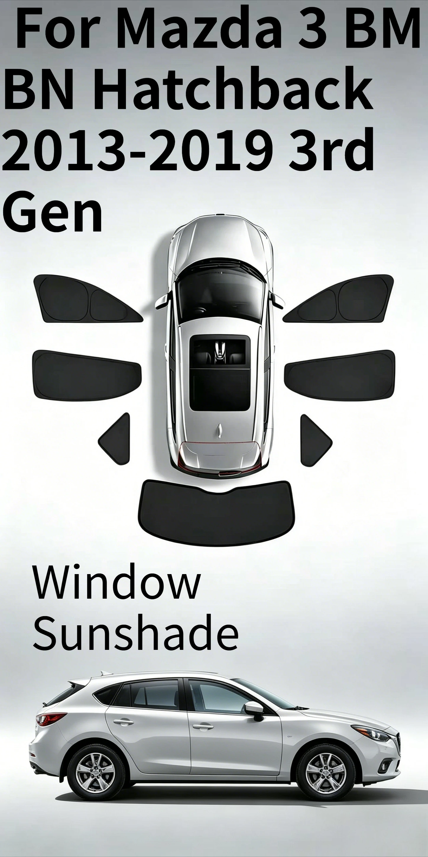 

Магнитная солнцезащитная шторка на окно автомобиля для Mazda 3 BM BN Hatchback 2013-2019, 3-го поколения, сетчатая, для переднего ветрового стекла