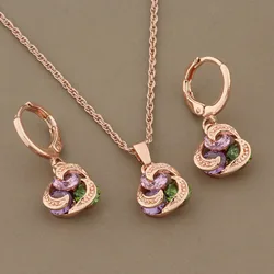 585 Rose Gold Color Korean Style Earrings And Pendant Sets With Natural Zircon Earrings Trend 2023 Luxury Quality Jewelry Sets