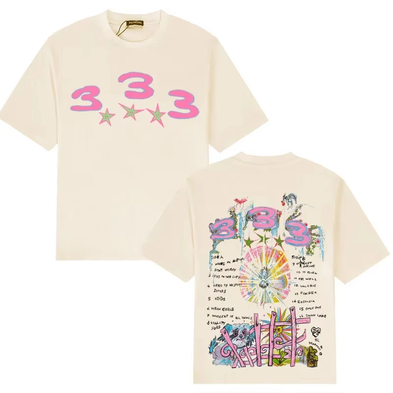 السويدية Bladee 333 Harajuku تي شيرت استنزاف عصابة ألبوم الرسومات طباعة تي شيرت محايد تي شيرتات قصيرة الاكمام الهيب هوب Y2K الملابس