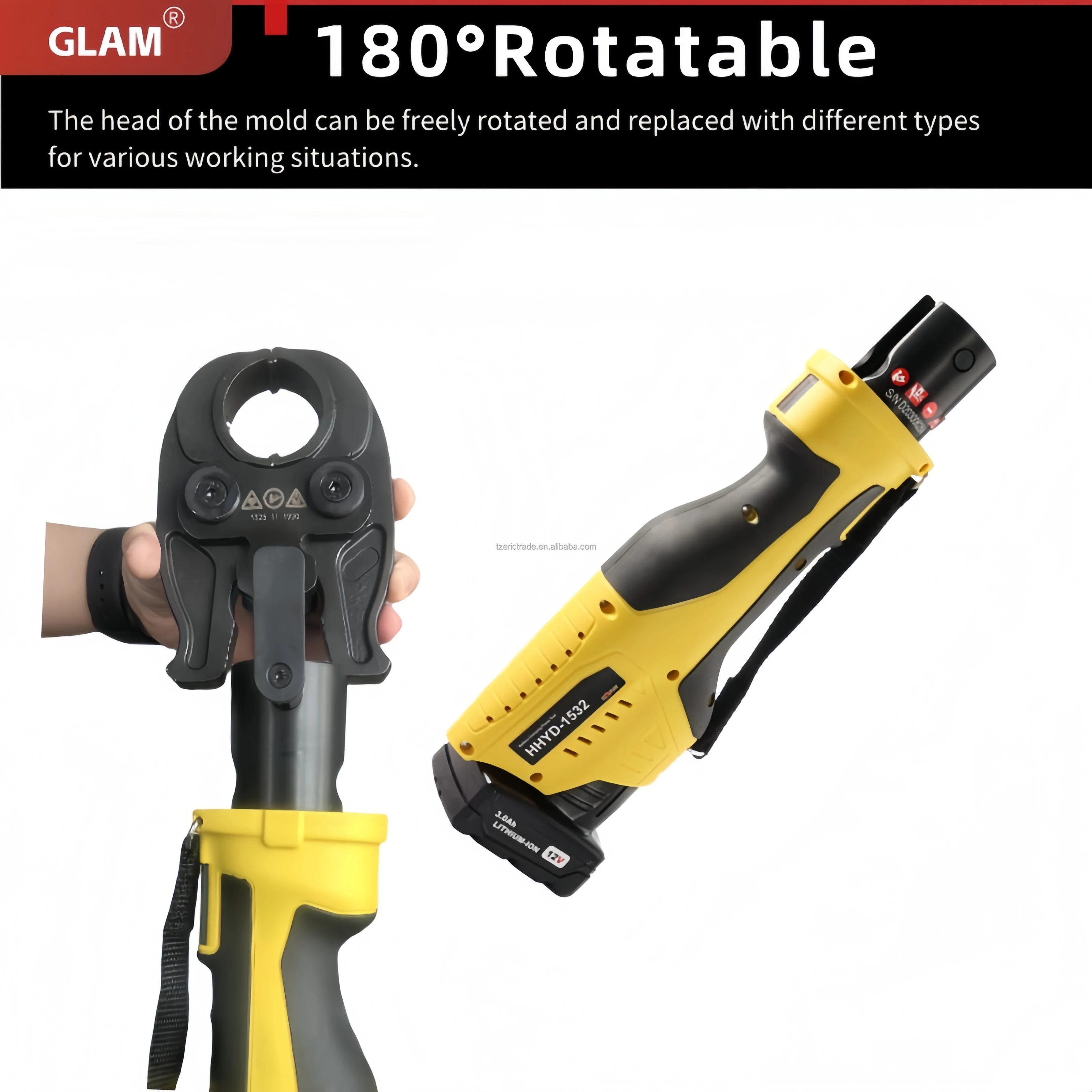 HHYD-1532 Electric Hydraulic Crimping Tool Kit With Compact Propress Jaws U16-32mm for Copper PEX Stainless Steel Plumbing Pipes