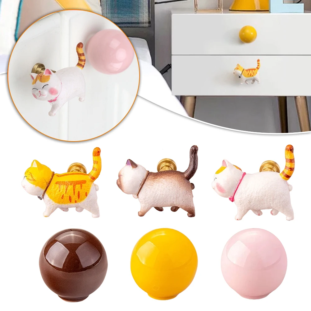 

Cat Drawer Pulls Cute Cartoon Animal Theme Wardrobe Dressers Knobs Furniture Hardware Kid Room Transforms For Warm Family
