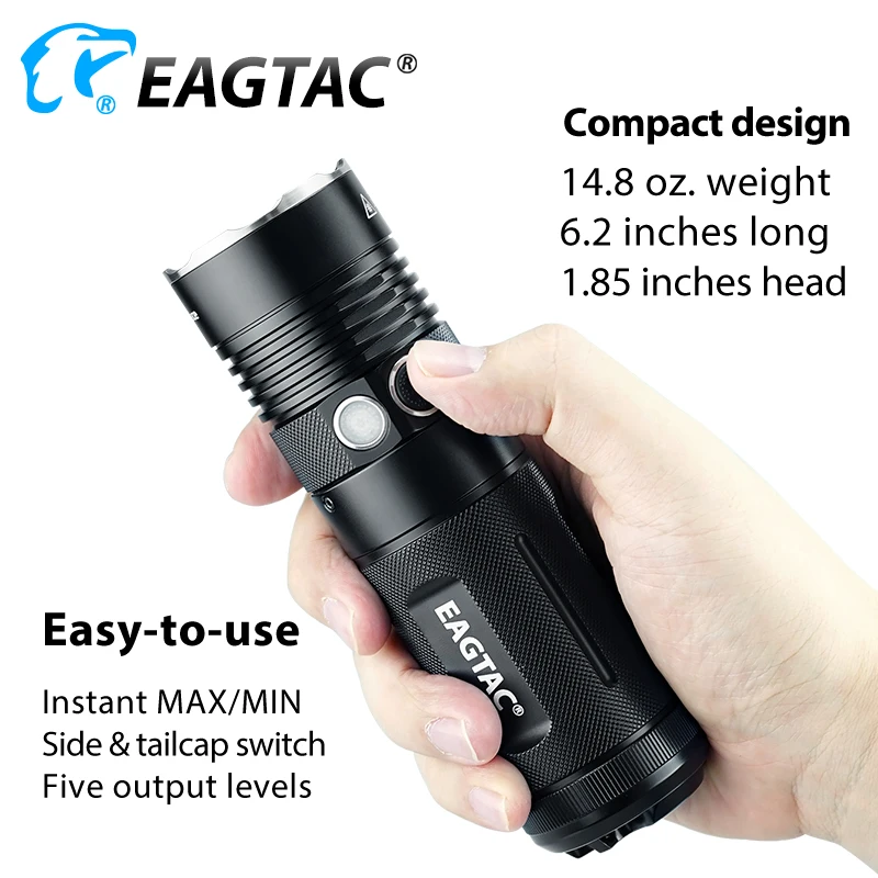 EAGTAC SX30L3-R LED Flashlight XHP70.2 4850 Lumens Compact Torch Five Outputs Buit in Rechargeable 18650 Battery Pack