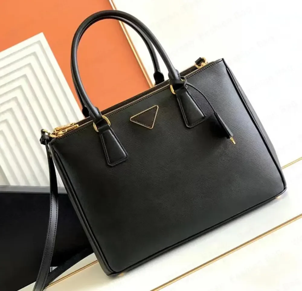 Designer Vanity Saffiano Tote Handbag 10A Mirror Quality Shoulder Crossbody Bag for Women - Black Spriano Leather