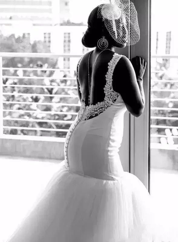 Vestidos De novia De sirena De talla grande para niñas negras africanas personalizados, vestidos De novia sexis con espalda descubierta De encaje con forma De corazón, bata De boda