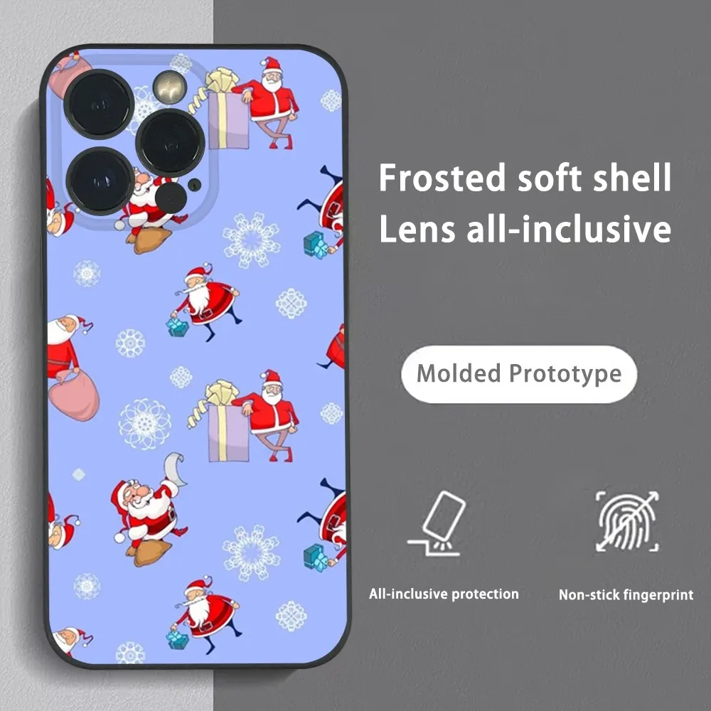 

Luxury Cartoon Christmas Phone Case For iPhone 15 14 13 12 11 Pro Xs Max Mini XR X 78 Plus Black Frosted Soft Shell Funda