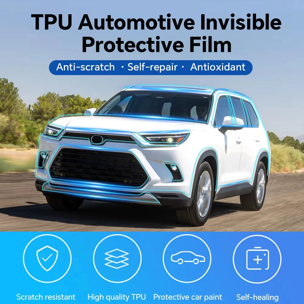 

Для Toyota Grand Highlander 2024 2025 защитная пленка из ТПУ для краски, самовосстанавливающийся прозрачный бюстгальтер, предварительно вырезанный корпус из полипропилена, устойчивый к царапинам