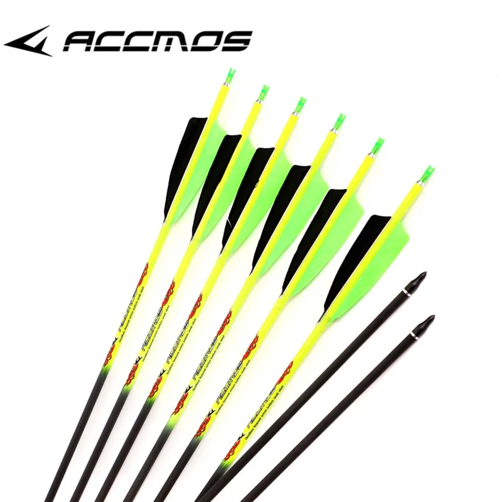 

6/12pcs Archery Pure Carbon Arrow ID6.2mm Spine 300 340 400 500 600 700 800 Shaft 32 inch for Bow Hunting Shooting