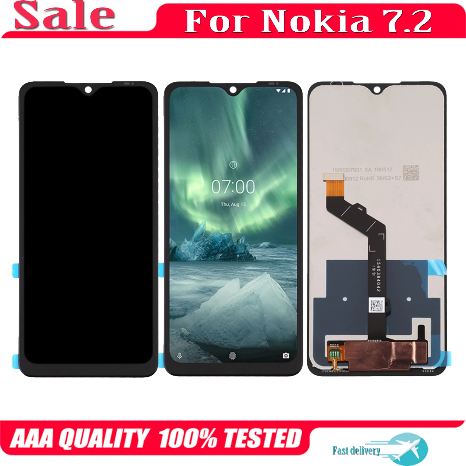 

6.3" For Nokia 7.2 TA-1193 TA-1178 TA-1196 TA-1181 LCD Display Touch Screen Digitizer Assembly For Nokia7.2 LCD