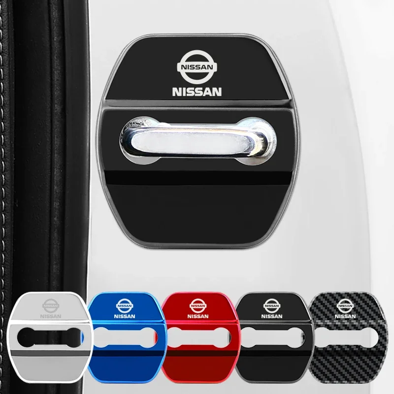 4 قطعة الفولاذ المقاوم للصدأ قفل باب السيارة غطاء تصفيف السيارة لنيسان X-trail قاشقاي ملاحظة جوك سنترا باترول نافارا ميكرا اكسسوارات