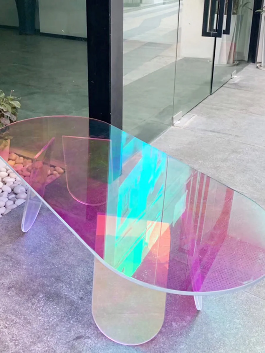 

Acrylic desk, home long dining table, personalized meeting table, colorful table, transparent laser office table