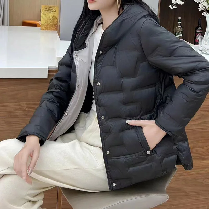 2025年 リアルフォックスファー襟付き 冬用 レディース 90%ホワイトダックダウンジャケット ショート丈 暖かい パフコート 女性用 ゆったり ヴィンテージ パーカー