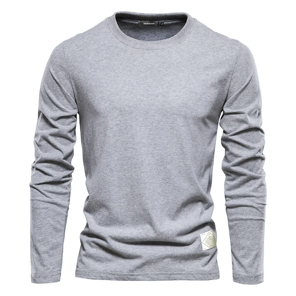 

Men Long-sleeve T-Shirts O-neck Pullovers New Spring Autumn Cotton Casual Pullovers Male Solid Sports Wear Undershirts y2k tops