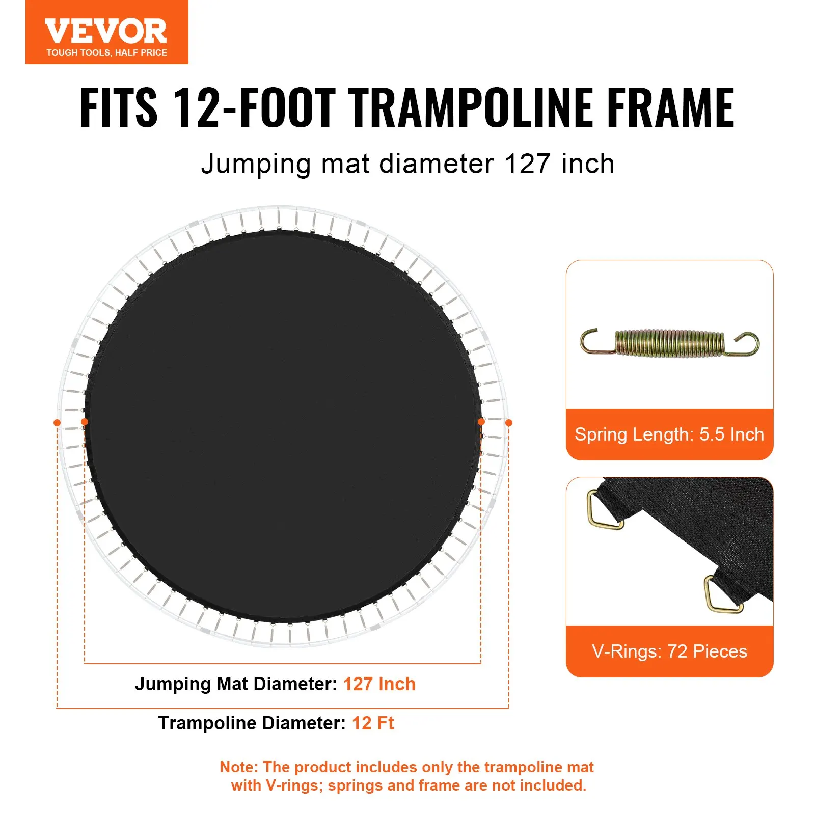 

Replacement Trampoline Mat, Jumping Mat Fits 12ft Frame, Universal Jumping Mat For 12ft Round Trampoline, Reinforce