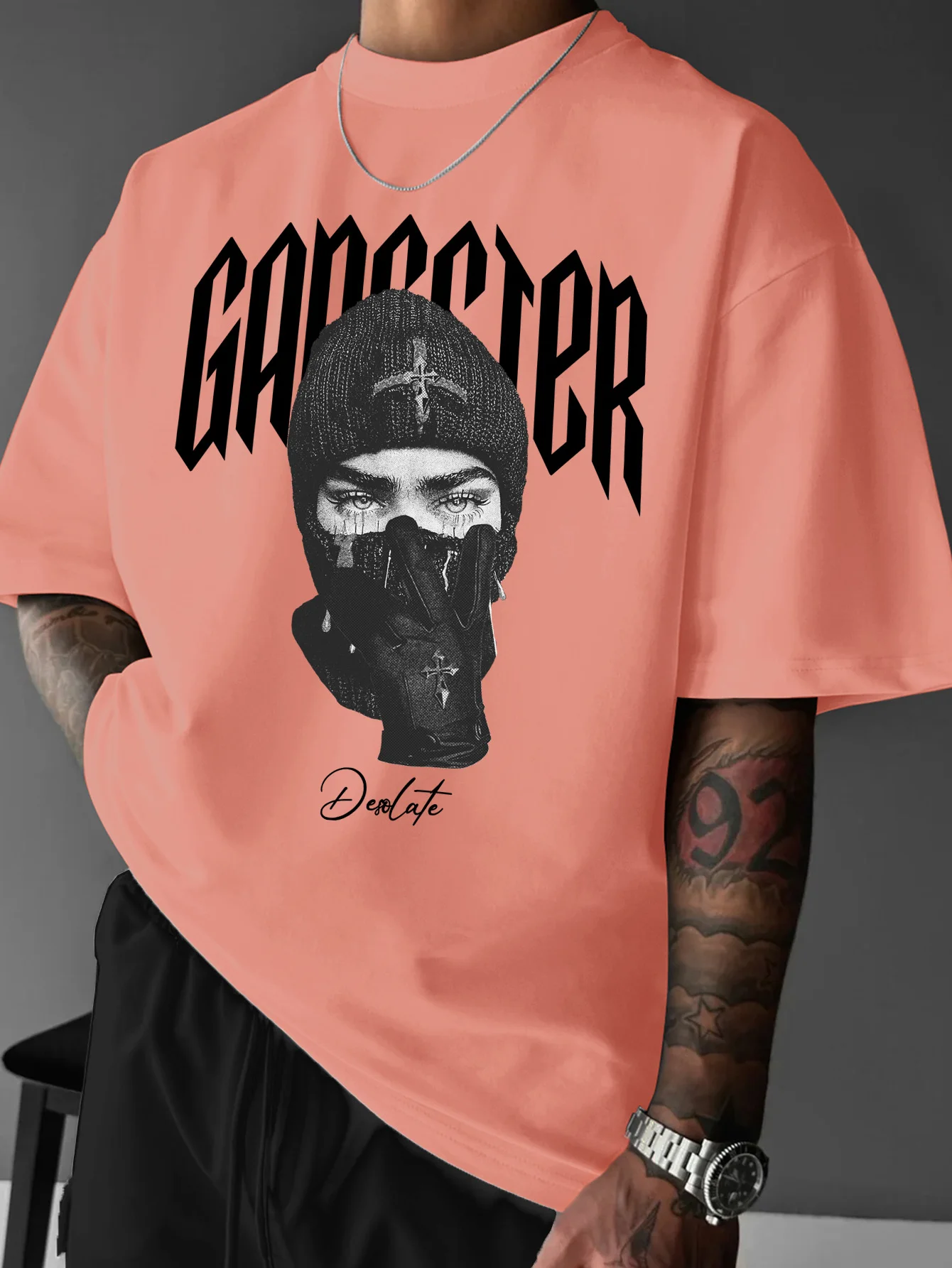 Minimalist White & Black Desolate Oversized Tee