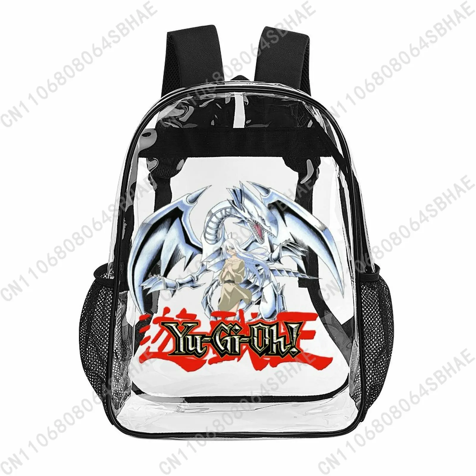 

Yu-Gi-Oh Trendy 17 Inch Clear Backpack for Teenage Girls Boys Personalized Name Transparent School Bag Cool PVC Gifts