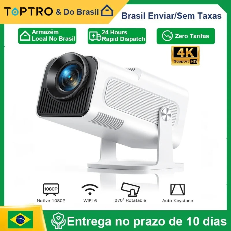 TOPTRO TR27 Mini Projetor Portátil 4K Suporte 20000 Lumens Full HD 1080P Nativo 270 °   Projetor giratório Projetor de home theater