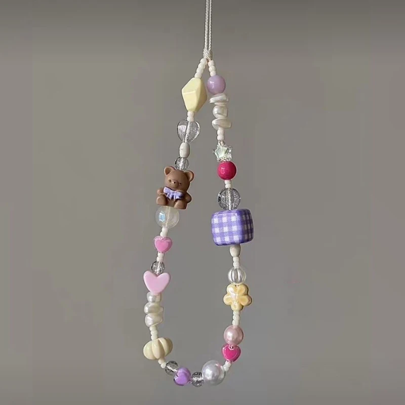 

Y2K Teddy Bear Beaded Cell Phone Chain Kawaii Sweet Girl Cell Phone Chain Wristband Cute Cell Phone Charm Cell Phone Lanyard