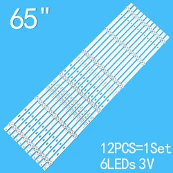 New 12PCS/lot 622mm 6LEDs 3V For 65